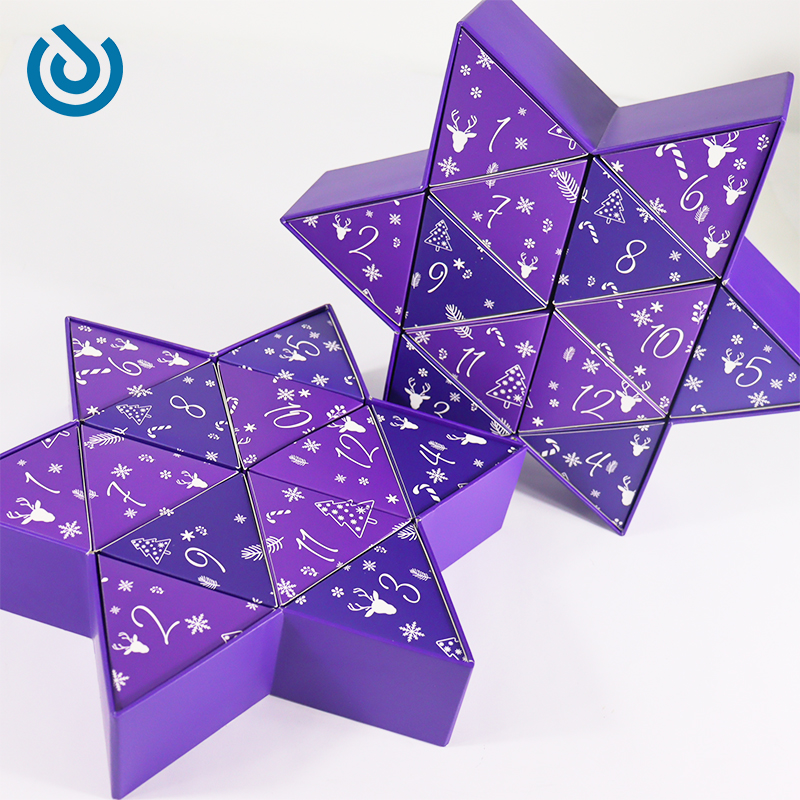 Star shaped christmas advent calendar box