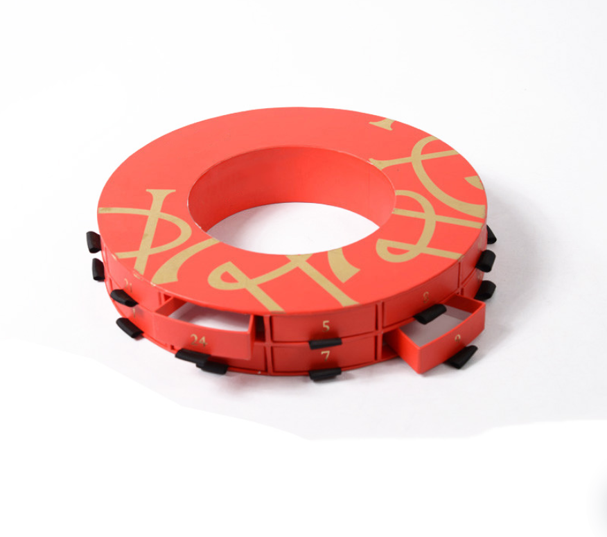 round red Christmas advent calendar box