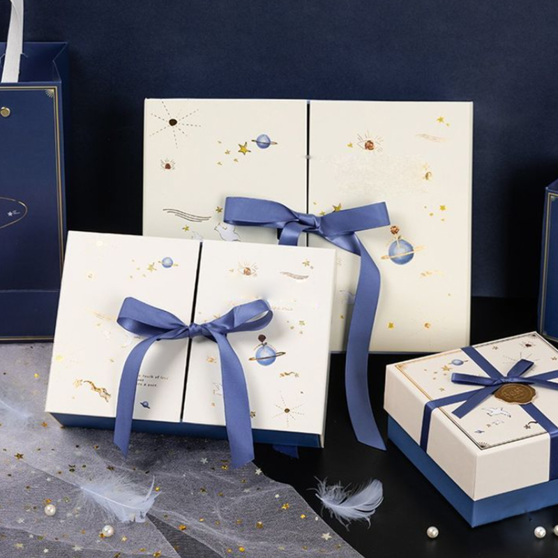 cosmetic packaging box with ribbon