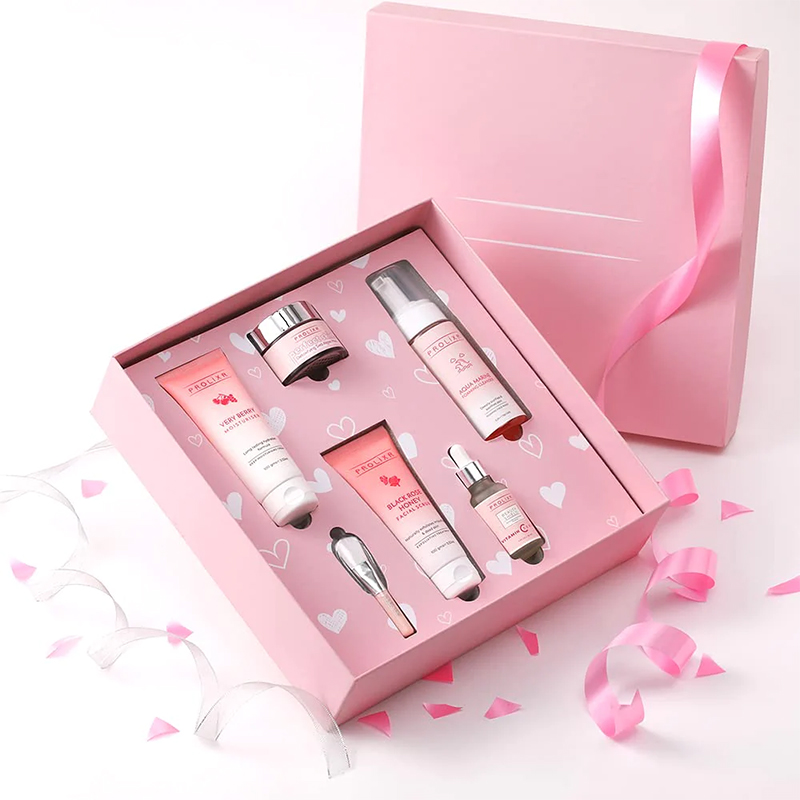 pink skincare set box gift packaging