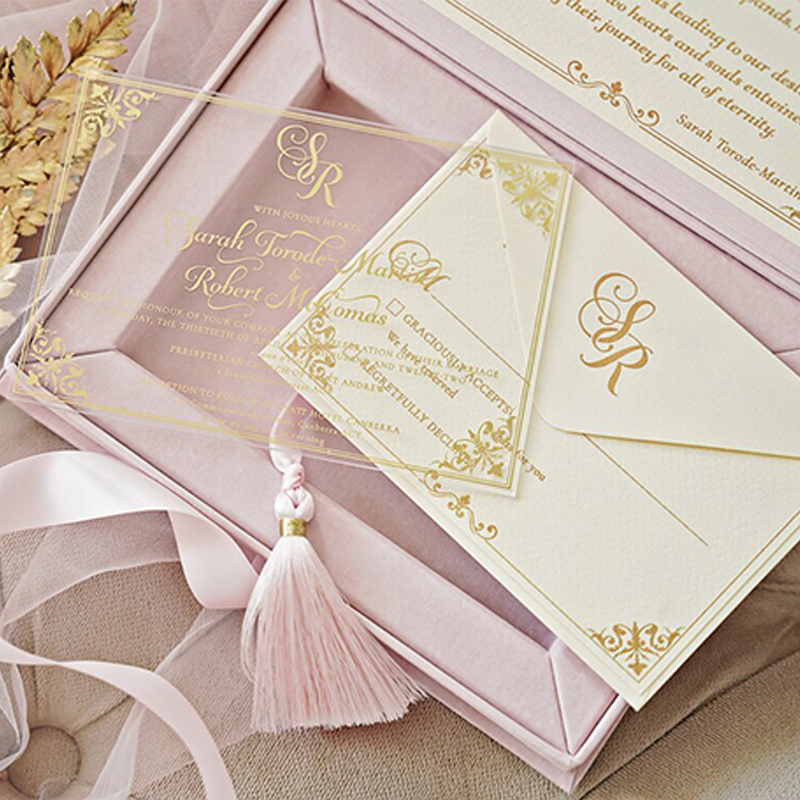 High Quatity Wedding Invitation Box With Ribbon