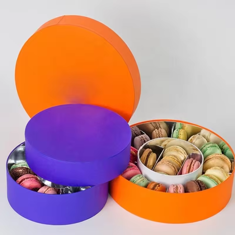 Custom Plastic Tray Circular Chocolate Macaron Gift Boxes