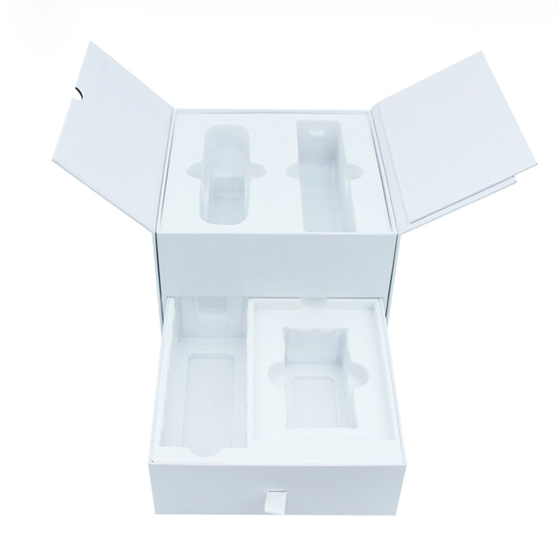 Cosmetic box with plastic tray