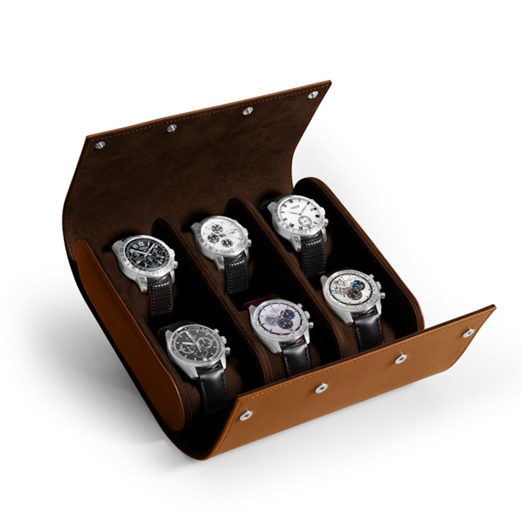 leather watch roll box for 6 watches